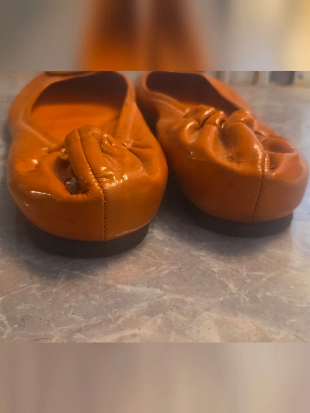 Tory Burch Orange Patent Leather Ballet Flats